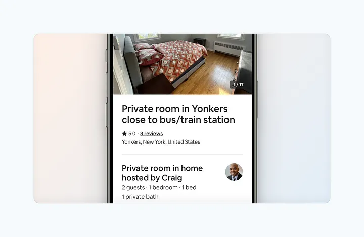 اسکرین شات برنامه Airbnb از Mobbin